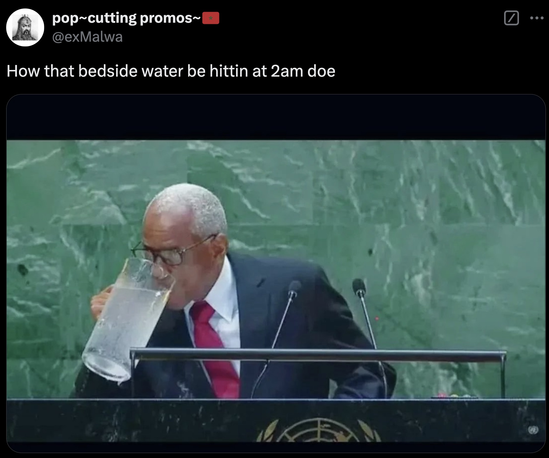 haitian president water - popcutting promos~ How that bedside water be hittin at 2am doe ...